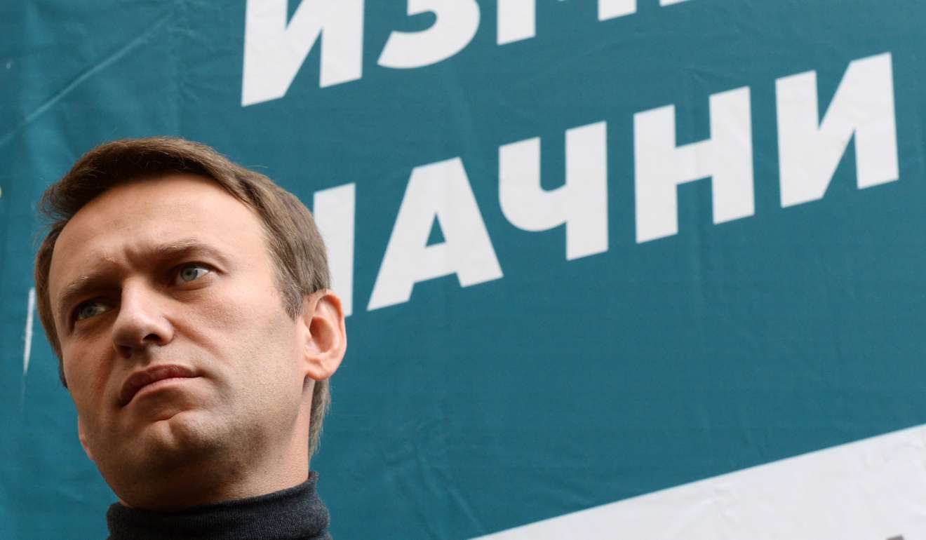 A photo taken on September 9, 2013 shows opposition candidate in Moscow's mayoral race, Alexei Navalny, speaking to the media at his campaign headquarters. Photo: AFP