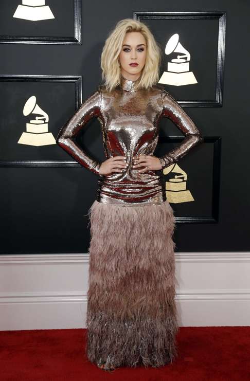 Katy Perry arrives at the 59th annual Grammy Awards. Photo: REUTERS