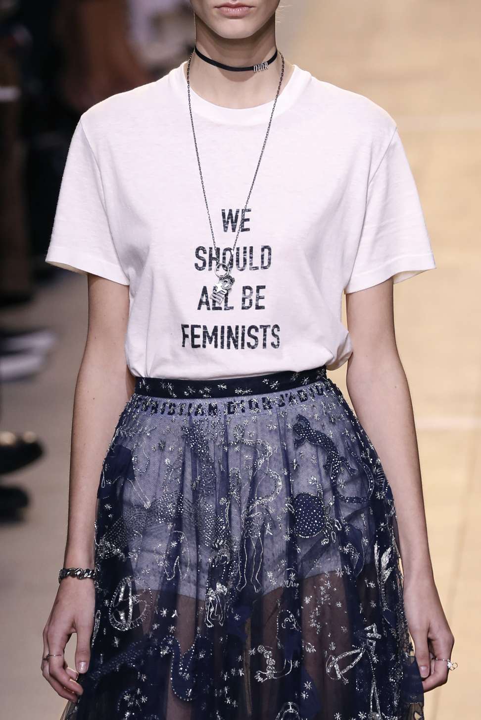 A Christian Dior slogan tee on show in Paris. Photo: AFP