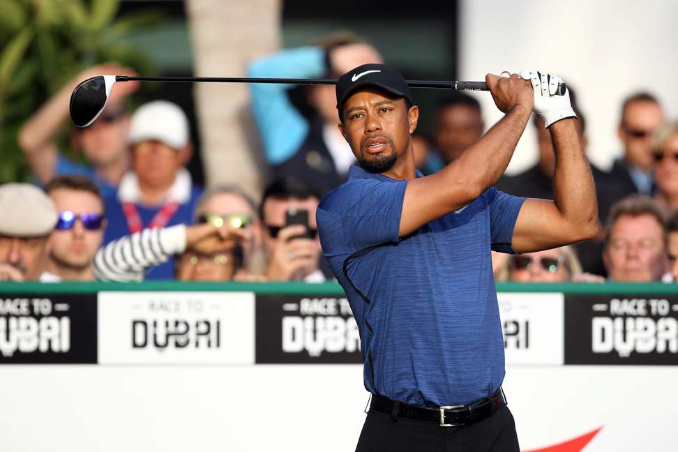 Tiger Woods at the Dubai Desert Classic. Photo: AFP