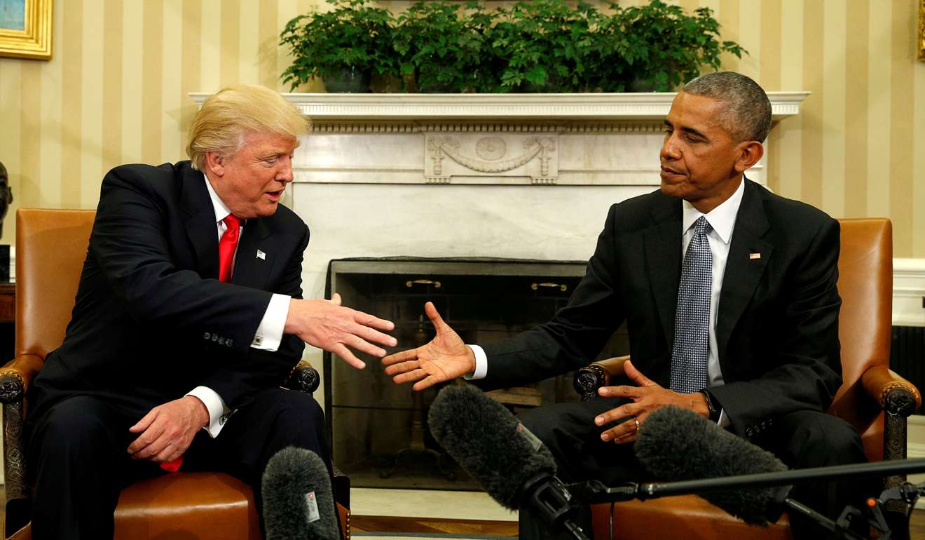 Barack Obama meets with Donald Trump in the Oval Office of the White House. Photo: Reuters