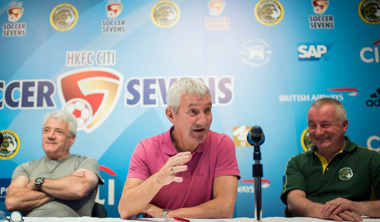 Kevin Keegan, Terry McDermott and Steve Dale, chairman of Wallsend Boys Club, attend the press conference for the HKFC Citi Soccer Sevens Hong Kong 2017. Photo by Victor Fraile / Power Sport Images