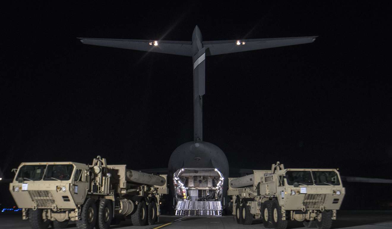 Equipment for the US-backed missile defence shield arrives at Osan Air Base, south of Seoul, last week. Photo: Xinhua