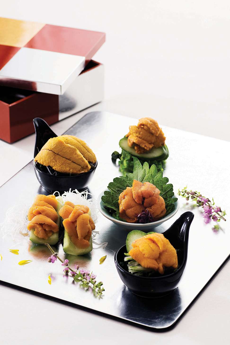 Seasonal sea urchin sashimi platter