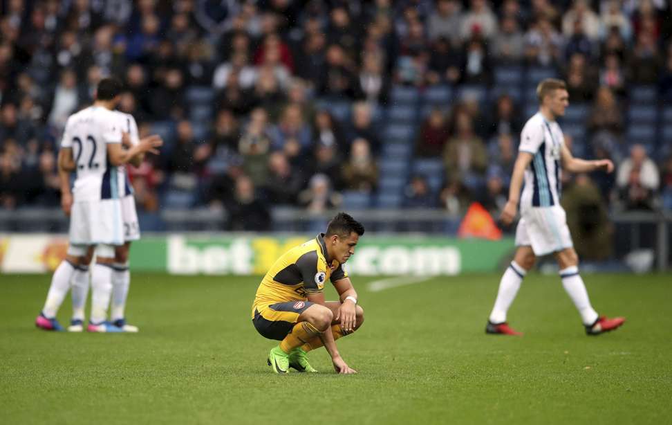 Alexis Sanchez during the loss at The Hawthorns,. Photo: AP