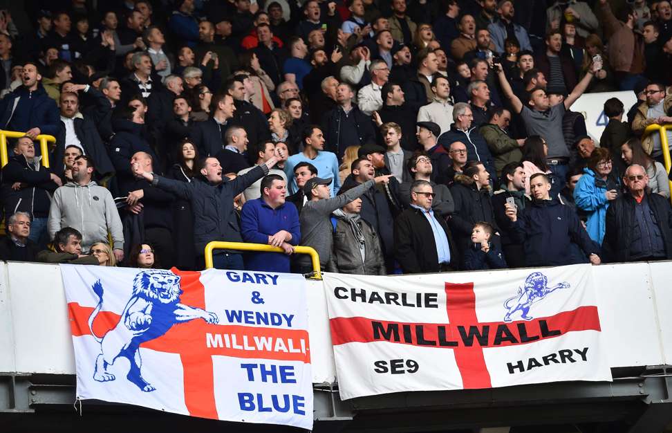Millwall fans at White Hart Lane. Photo: AFP