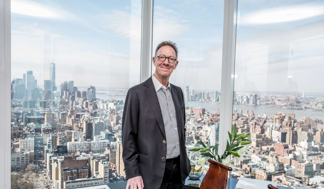 Property developer Bruce Eichner stands in the study of the 56th-floor apartment. Photo: Sarah Jacobs