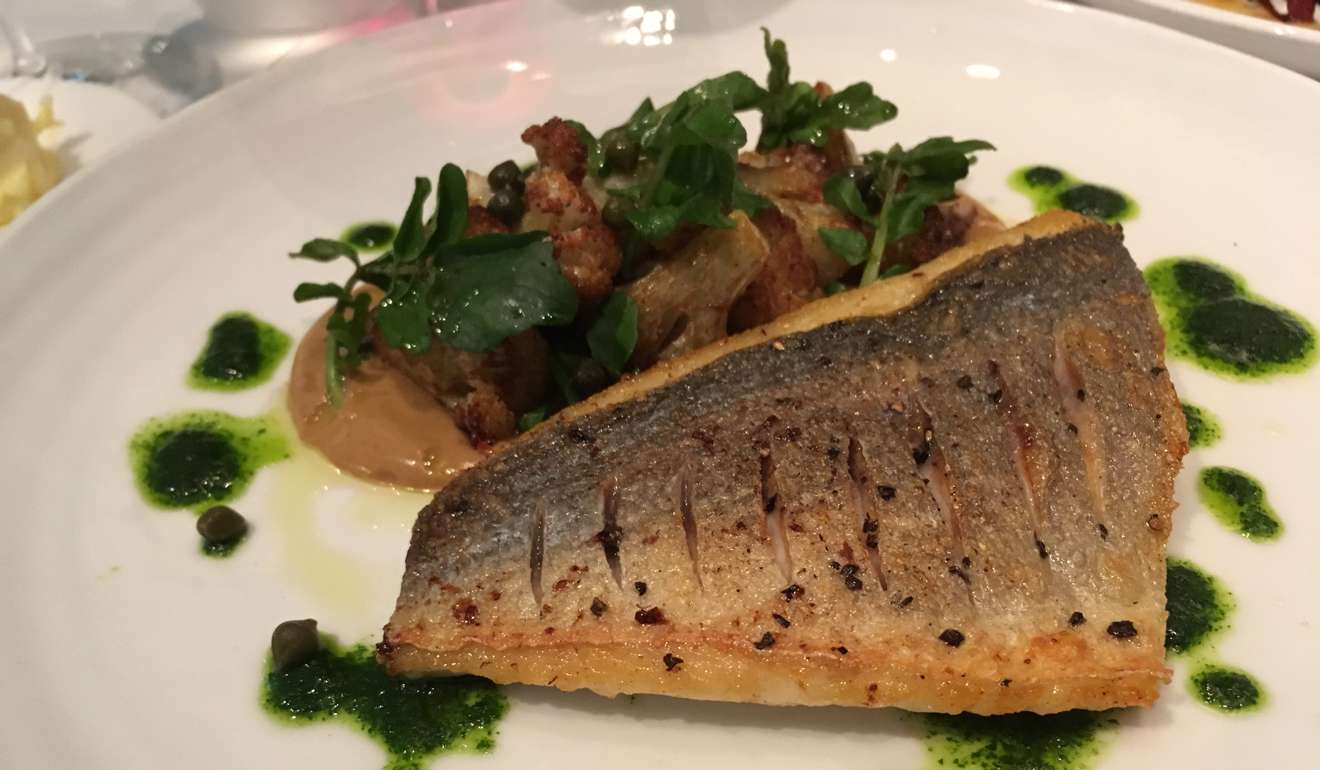 Pan-fried seabream served with capers and watercress