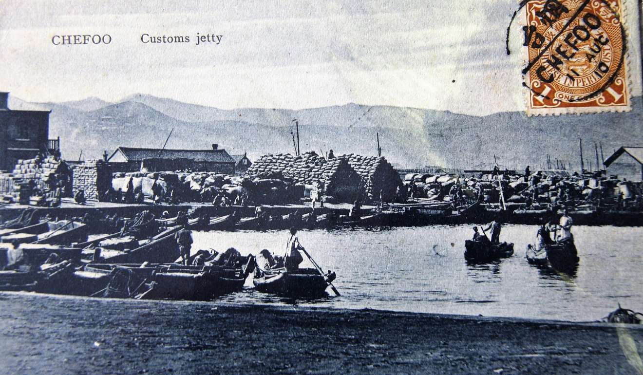 A postcard from 1873 shows the wharf in Chefoo where Edward and Mary Ann Newman alighted that year. Picture: courtesy of Lin Weibin
