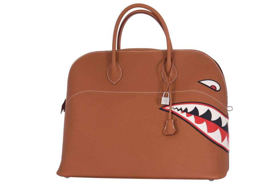 Hermes Limited Edition Bolide 45 Shark Travel Bag.