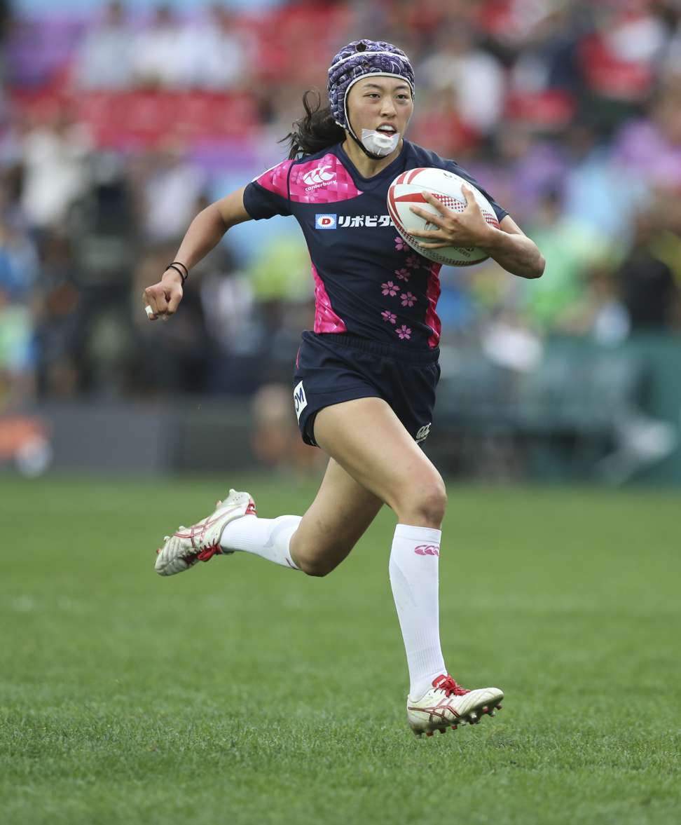 Japan’s Chisato Yokoo runs in for a try against South Africa. Photo: Sam Tsang
