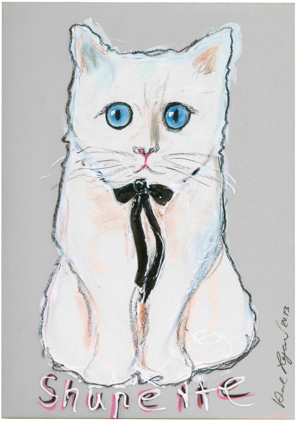 A drawing of Karl Lagerfeld's cat Choupette, done by the designer himself. Shupette is a character created by Shu Uemura
