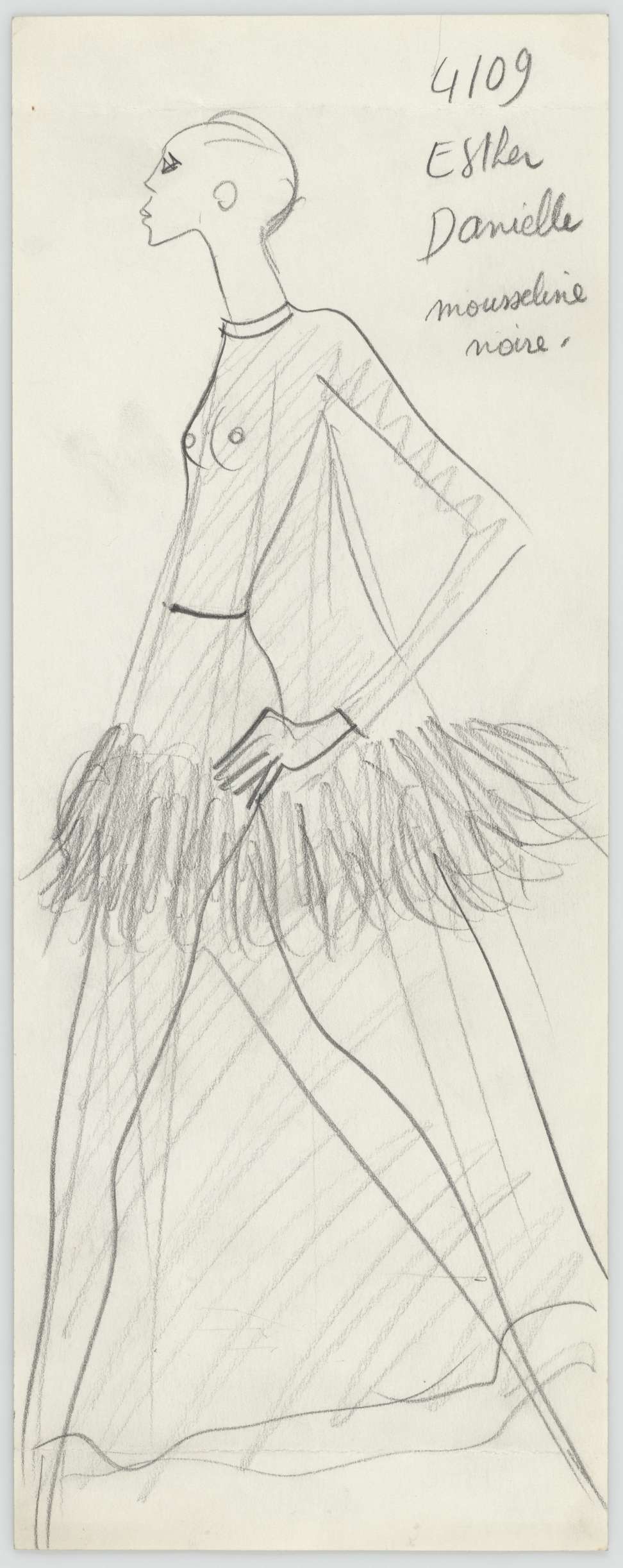 A sketch from the YSL autumn-winter 1968 Couture collection at Musee YSL