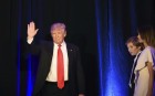 Republican presidential candidate Donald Trump waves from the balcony flanked by members of his family shortly before addressing supporters at the New York Hilton Midtown. Photo: AFP
