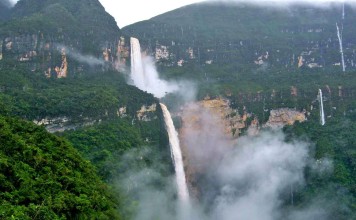 The famed Gocta waterfalls are reputedly the third-highest set of falls in the world, with a total height of more than 700 metres. The second set of falls boasts a drop of more than 500 metres. Photo: Wikipedia