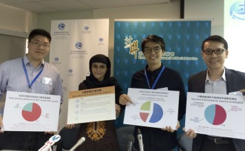 Those involved in the survey, including Perveen Akhtar (second from left), call for more English information on the elections. Photo: Elizabeth Cheung