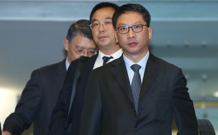 Secretary for Justice Rimsky Yuen meets the media on Friday. Photo: Edward Wong