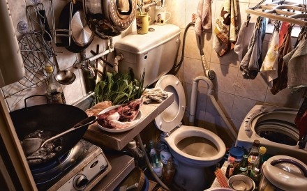 One of the displays in the “Trapped” photo exhibition on grassroots housing by the Society for Community Organisation, to illustrate the dismal living conditions for some in Hong Kong. Photo: Benny Lam