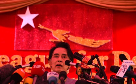 Myanmar opposition leader Aung San Suu Kyi ahead of the landmark elections last year. One year on, a bitter reality is setting in. Photo: AFP