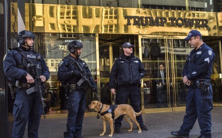 Police stand guard outside Trump Tower in New York. Photo: AFP