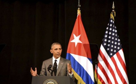 US President Barack Obama delivers a speech at the Grand Theatre in Havana, capital of Cuba. Photo: Xinhua