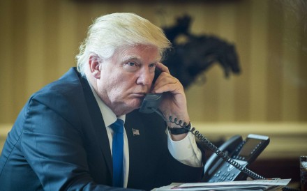 US President Donald Trump, seen here speaking with Russian President Vladimir Putin during one of his first official phone calls from the Oval Office of the White House, talked with Chinese President Xi Jinping on Friday. Photo: Bloomberg