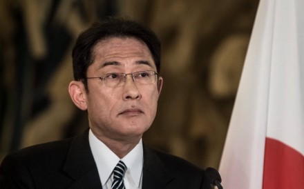 Japanese Foreign Minister Fumio Kishida, seen here in a file photo, has announced sanctions on two Chinese companies as Tokyo seeks to ramp up the pressure on Pyongyang. Photo: EPA
