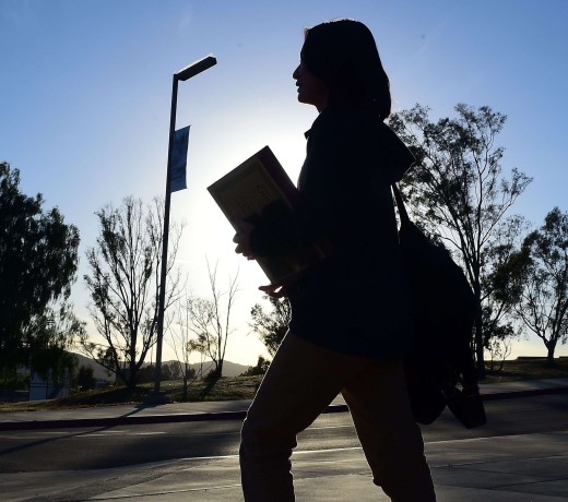 A Chinese student heads off after school in California. Photo: AFP