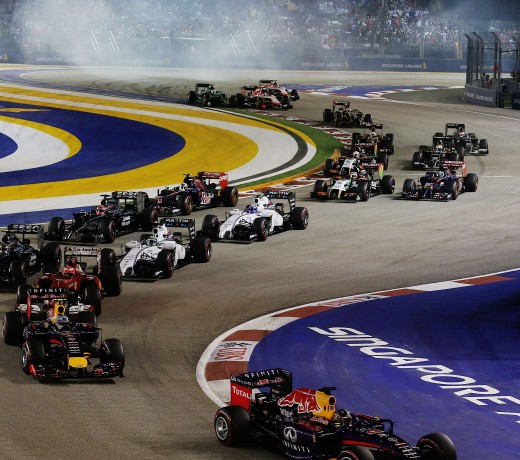 Night action at the Singapore Formula One Grand Prix. Photo: SCMP Pictures