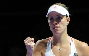 Germany’s Angelique Kerber clenches her fist after beating American Madison Keys in Singapore. Photo: Xinhua