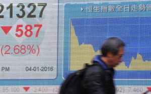 An electronic stock board showing the Hang Seng index in Central. The index lost earlier gains and finished the morning session down 0.1 per cent at 22,782.21. Photo: Felix Wong