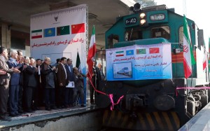 The first Chinese cargo train, to be used following Iran-China joint efforts to revive the Silk Road, arrives in Tehran, Iran, 15 February 2016. Reports said the 32-containers train, each with a capacity of 40 square feet, arrived in Tehran after a 14-day journey from northwestern China. Chinese President Xi Jinping introduced the ‘Silk Road Economic Belt’ in 2013 to improve the infrastructure linking China to Europe through Central Asia. EPA/STRINGER