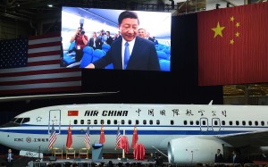 Chinese President Xi Jinping is seen on a screen touring a 737-800 aircraft at the Boeing assembly line in Everett, Washington, during a state visit to the US in September last year. The US understands China’s desire to reform global institutions that reflects its increasing footprint in the global economy and global security architecture. Photo: AFP