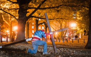 Christians pray in front of the White House on the night of the US election. The group said they were not biased towards either candidate. Photo: AFP