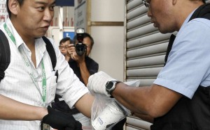 A cup, believed to have contained acid, was found near the scene. Photo: May Tse