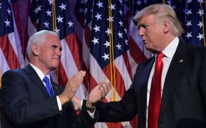 This file photo taken on November 9 shows Republican presidential elect Donald Trump and Vice President elect Mike Pence during election night at the New York Hilton Midtown in New York. Photo: AFP This file photo taken on November 9 shows Republican presidential elect Donald Trump and Vice President elect Mike Pence during election night at the New York Hilton Midtown in New York. Photo: AFP
