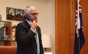 Australian Prime Minister Malcolm Turnbull talks on the phone to US President-elect Donald Trump. Photo: AFP Australian Prime Minister Malcolm Turnbull talks on the phone to US President-elect Donald Trump. Photo: AFP