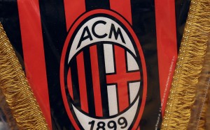 The AC Milan logo is pictured on a pennant in a soccer store in downtown Milan, Italy. Photo: Reuters