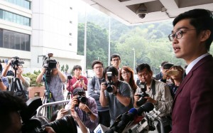 Disqualified Legco candidate Chan Ho-tin at the High Court in Admiralty on Friday.Photo: David Wong