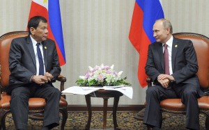 Philippine President Rodrigo Duterte, left, listens to Russian President Vladimir Putin during their meeting at the Asia-Pacific Economic Cooperation (Apec) forum in Lima, Peru. Photo: AP