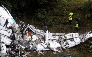 Aeroplane carrying Brazilian soccer team crashes in Colombia, 76 people dead