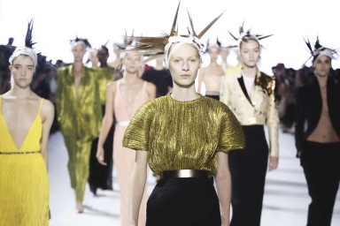 Models in Haider Ackermann’s spring-summer 2017 line at Paris Fashion Week.