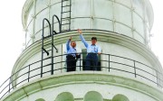 Taiwanese President Ma Ying-jeou visits the lighthouse on remote Pengjia Island. Photo: CNA Taiwanese President Ma Ying-jeou visits the lighthouse on remote Pengjia Island. Photo: CNA