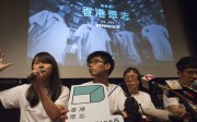 Leaders of the new political party Demosisto announcing their plans on Sunday in Hong Kong. Photo: EPA