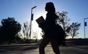A Chinese student heads off after school in California. Photo: AFP
