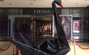 The black swan sculpture on display at the entrance to a Beijing shopping mall on Monday morning shortly before it was removed. Photo: SCMP Pictures