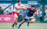 Hong Kong winger Salom Yiu Kam-shing attempts to shrug off Russia flanker Tagir Gadzhiev during his side’s 27-0 loss in the Cup of Nations at Hong Kong Football Club on Saturday evening. Photo: SCMP Pictures