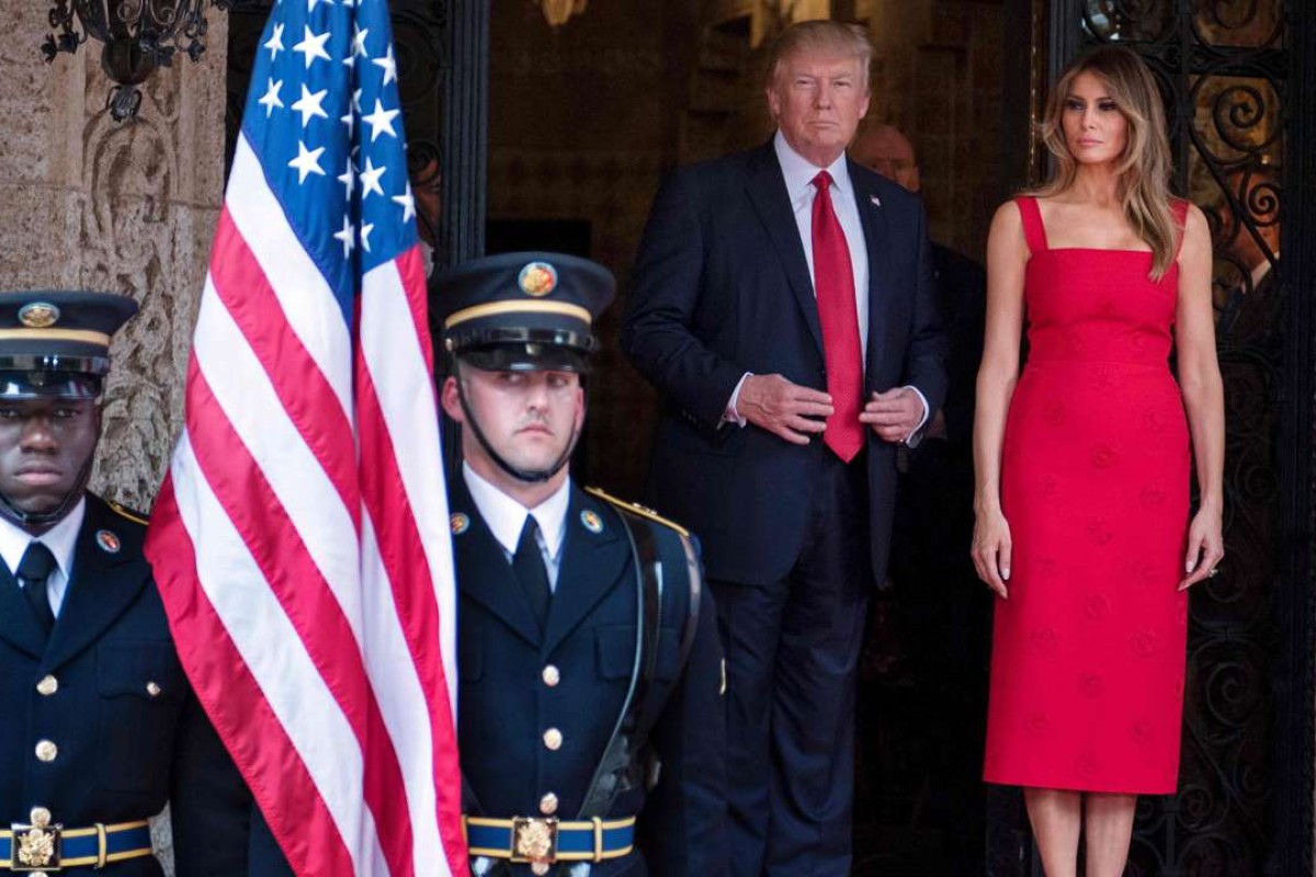 US First Lady Melania Trump (R) and US President Donald Trump (C ... US First Lady Melania Trump (R) and US President Donald Trump (C ...