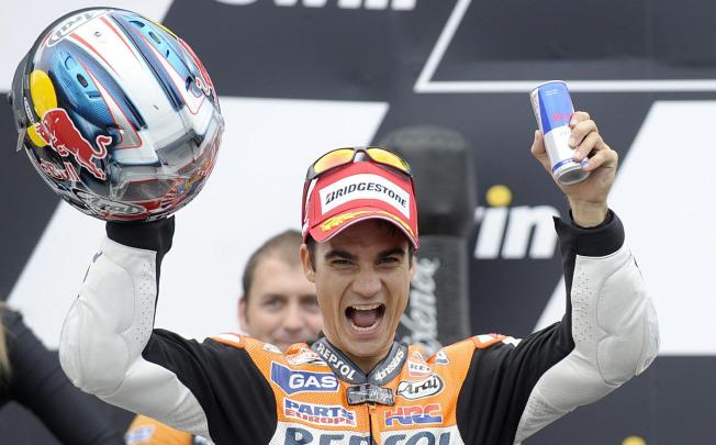 Dani Pedrosa is jubilant after winning the Czech GP. Photo: EPA