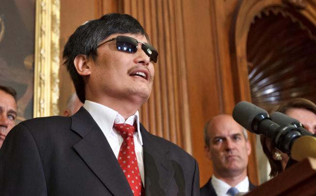 Chen Guangcheng speaks in Washington this month. He may be invited to address Taiwan's parliament. Photo: AP